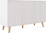 MB Muebles Bonitos, Renzo k&uuml;ljepaneel reljeefsete ustega kaasaegsesse elutuppa / s&ouml;&ouml;gituppa Laineline disain Puidust jalad Melamiin ja PVC Valge 120 x 76 x 40 cm