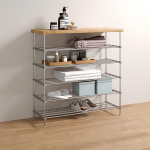 PHOS Design SBS800-5 Tammepuust k&uuml;ljepaneel 80 cm, massiivse tammepuust riiuliga ja 5 roostevabast terasest tasandiga