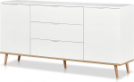 KHG Scandi Sideboard 2 uksega ja 3 sahtliga Valge fooliumiga puidust elutuppa ja s&ouml;&ouml;gituppa 180 x 87 x 40 cm (B x K x S x S)