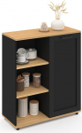 IDMarket - K&uuml;lgmine buffet 70 cm VITO 3 riiulit ja kapi must ja puidust pealisplaat