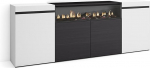 Skraut Home Sideboard, Highboard, kapp, Comode kapp, 200 x 75 x 35 cm, 4 ust, elektriline kamin, m&otilde;&otilde;tmed: Skraut Home Sideboard, Highboard, kapp, Comode kapp, 200 x 75 x 35 cm, 4 ust, elektriline kamin, m&otilde;&otilde;tmed: Skraut Home: Moodne stiil, valge ja must