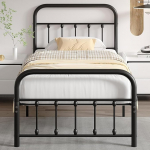 VECELO voodiraam 90 x 200 cm, metallist voodi lamelliraamiga ja k&otilde;rge peaplaadiga, kaasaegne k&uuml;lalisvoodi, noorte voodi, lihtne kokkupanek magamistuppa, k&uuml;lalistetuppa, must