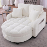 Diivan magamisfunktsiooniga, Chaise Longue, 2-in-1 diivanvoodi, hoiutool ja 4 padja, v&auml;ikesesse elutuppa, &otilde;ppetuppa, magamistuppa, 132 x 129 x 93 cm (beež)
