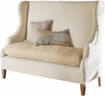 Loberon diivan Ombra Klassikaline k&otilde;rva selja stiil Elegantne materjalide segu Wing Chair istumine M&ouml;&ouml;bel Linane pol&uuml;ester Mango Wood Cream Beige