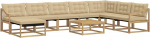 Outdoor-Lounge-Set 9-teilig aus massivem Akazienholz, Gartenm&ouml;bel-Set mit 8 Sitzpl&auml;tzen, Modular Sofa mit bequemen Kissen f&uuml;r Terrasse und Garten, Braun und Beige