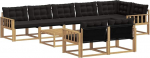 Outdoor-Lounge-Set 9-teilig, Gartenm&ouml;bel-Garnitur aus massivem Akazienholz, Modulares Sofa-Set f&uuml;r 8 Personen mit Textilene-Bezug, Sitzgruppe f&uuml;r Terrasse