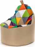 Ecopuf - Yoko Patchwork Pouf tugitool v&auml;ljas - Bean bag lastetuppa - veekindel kanga kott - l&otilde;&otilde;gastustool - kodudekoratsioon - tugitool suurus XL - 70 x 75 cm, Mix/Cappuccino
