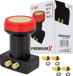 Premium X Twin LNB - topelt - &auml;&auml;rmiselt kuumakindel - 2 osalejale - 4K Full HD - ilmastikukaitsega satelliidi vastuv&otilde;tja digitaalsele vastuv&otilde;tjale - must - sisaldab 4 x F-liitmikku