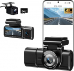 4K Dashcam Auto Vorne Hinten mit WiFi,3 Channel 1080P Dash Cam Auto Kamera 3,16" IPS Bildschirm,Kostenlose 64 GB Karte,Nachtsicht,G Sensor,Loop-Aufnahme,200&deg;Weitwinkel WDR,Park&uuml;berwachung