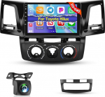NHOPEEW 2G + 64G Android autoradio Toyota Hilux 2005-2014 - Traadita Carplay & Android auto - 9-tolline Android stereo koos WiFi EQ GPS Mirror Link FM RDS + AHD tahavaate kaamera ja mikrofoniga