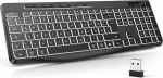TECURS juhtmeta m&auml;nguklaviatuur QWERTZ Valge valgustatud ergonoomiline veekindel 2,4 GHz LED-klaviatuur Windows/Mac/PS4/Xbox multimeedia klahvidega must