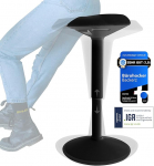 Backerz Ergonoomiline tool - 55-80 cm k&otilde;rguse reguleerimisega kontoritool - v&otilde;imendab energiat ja keskendumist t&ouml;&ouml;l - Libisematu ja kiikumisefektiga seisev tool - matt must