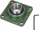hankekaart UCF210 Pillow Block Bearing, 50mm Bore Self Aligning Solid Cast Iron Base, Chrome Platated Steel, Square Flange, Ball Bearing (ABEC3)