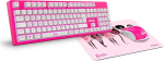 KROM Barbie Edition Kandy hiir ja hiirematt - valge LED-membraaniga klaviatuur, hiire optiline sensor 6400 DPI hiirematt kummist alusega, Itaalia paigutus, roosa