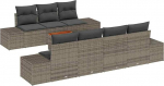 Rantry 8-teiliges Garten-Sofa-Set mit Kissen Grau Poly Rattan Akazie Gartenlounge Model3347916