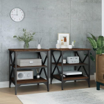 Homgoday Beistelltische, 2 St&uuml;ck, braune Eiche, 40 x 42 x 50 cm, technisches Holz, Sofa-Beistelltisch, Nachttisch f&uuml;r Wohnzimmer, Zuhause, B&uuml;ro, Schlafzimmer, Beistelltisch, Pr&auml;sentationsst&auml;nder