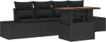 Rantry 5-teiliges Garten Sofa Set mit Kissen Schwarz Poly-Rattan Gartenlounge Model3358634