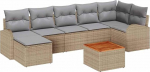 Rantry 8-teiliges Garten-Sofa-Set mit Kissen Beige Poly Rattan Gartenlounge Model3347609
