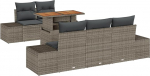 6-teiliges Garten Sofa Set mit Kissen Grau Poly Rattan Gartenlounge Model3358638
