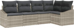 5-teiliges Garten-Sofa-Set mit Kissen Hellgrau Poly-Rattan Gartenlounge Model3346722