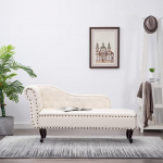 ARKEM Chaise Lounge Cream Faux Leather Cream Velvet Ottoman Diivan Chaise Longue
