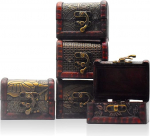 Puidust aardekirst kaanega, v&auml;ike vintage aardekirst, antiikne disain, mini vastupidav ehtekarp kaelakee, k&auml;ev&otilde;ru, k&otilde;rvar&otilde;ngaste, s&otilde;rmuste jaoks, juhuslik &uuml;likond, 5 tk.