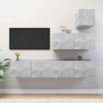 Homgoday TV-Schrank-Set, 4 St&uuml;ck, Grau, Beton, Spanplatte, TV-Schrank, niedriger TV-Schrank, Couchtisch, TV-St&auml;nder f&uuml;r TV-Schr&auml;nke, Wohnzimmer