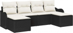 6-teiliges Garten Sofa Set mit Kissen Schwarz Poly Rattan, 2-Sitzer Garten Sofa mit Stauraum&Kissen Schwarz Poly Rattan Gartenlounge Model3354476