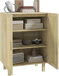 HOMCOM Highboard Boheemlasliku disainiga hoium&ouml;&ouml;bel topeltuksega ja 3 riiuliga, mis on valmistatud pilliv&otilde;rgustikust - 73 x 41 x 102 cm