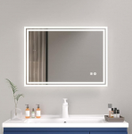 Plumbsys A ECO LED Vannitoa peegel 3 v&auml;rvi valgusega Vannitoa valgustus H&auml;mbumisvastane seinapeegel 80 x 60 cm Puudutusl&uuml;liti + H&auml;mbumisvastane + IP54 veekindel