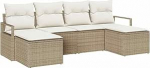 6-teiliges Garten Sofa Set mit Kissen Beige Poly Rattan, 2-Sitzer Garten Sofa mit Kissen Beige Poly Rattan Gartenlounge Model3346491
