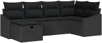 vidaXL 6-osaline aia diivanikomplekt koos padjadega mustast pol&uuml; rotangist - t&auml;iuslik modulaarne v&auml;lism&ouml;&ouml;bel terrasside ja aedade jaoks, ilmastikukindel ja ideaalne l&otilde;&otilde;gastavate tundide jaoks &otilde;ues.