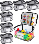 AmoreTempo Pack of 6 m&auml;nguasja ladustamise Zip nimi plaat v&otilde;rgusilma kott veekindel l&auml;bipaistev m&auml;nguasja kott On the Go laste vannituba m&auml;nguasi lauam&auml;ngud reisimine v&auml;ike Lego komplekti