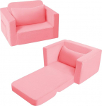MeMoreCool Laste diivan Laste tugitool Fold-Out mugav diivanvoodi v&auml;ikelastele, 2-in-1 diivanvoodi pehmesse nurka lastetoas, Mini beebi diivan koos unefunktsiooniga poistele ja t&uuml;drukutele, roosa
