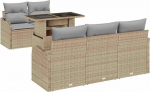 Rantry 6-teiliges Garten Sofa Set mit Kissen Beige Poly Rattan Gartenlounge Model3357113