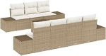 Rantry 8-teiliges Garten Sofa Set mit Kissen Beige Poly-Rattan Gartenlounge Model3346971