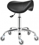 BEWISHOME Saddle Stool with Wheels, Swivel Adjustable Rolling Stool, Durable PU Leather with Wide Seat Pad, Ergonomic for Beauty Salons, Spas and Clinics (Black)