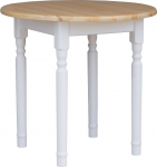 k koma &uuml;mmargune s&ouml;&ouml;gilaud maamaja stiilis - valged jalad, lauaplaat v&auml;rvitud m&auml;nd (l&auml;bim&otilde;&otilde;t 90 cm)