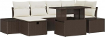 Rantry 7-teiliges Garten Sofa Set mit Kissen Braun Poly Rattan Gartenlounge Model3359875