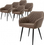 ML-Design 6 s&ouml;&ouml;gitooli komplekt k&auml;etugede ja seljatoega, pruun, k&ouml;&ouml;gitoolid kunstnahast kattega, metallist jalgadega polsterdatud tool, ergonoomiline tool s&ouml;&ouml;gilauale, s&ouml;&ouml;gitoatool, s&ouml;&ouml;gitoatool