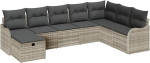 Rantry 8 osaliges Garten Sofa Set mit Kissen Hellgrau Poly Rattan, 2-Sitzer Garten Sofa mit Kissen Hellgrau Poly Rattan Gartenlounge Model3359031