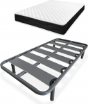 Homey T&auml;isvoodi koos Sleep Pro p&ouml;&ouml;rdmadratsiga + tugevdatud lamellp&otilde;hi 4 silindrilise metalljalaga (90 x 190 cm)