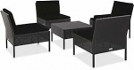 GuyAna 5-osaline aia diivanikomplekt koos padjadega Poly Rattan Black Living Landscape magamisfunktsiooniga