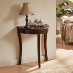 BRCYKRWY Poolkuu konsoollaud, valmistatud t&auml;ispuidust, poolringikujuline dekoratiivne diivanilaud, v&auml;ike n&auml;itusepink, elutuppa, fuajeesse, magamistuppa (tume p&auml;hkelpuu)