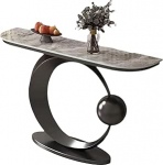 Generisch Moderner schwarzer Konsolentisch aus Steinplatte mit Ablagef&auml;chern, pflegeleichtes M&ouml;belst&uuml;ck f&uuml;r Flur, Wohnzimmer und Schlafzimmer, 100 x 30 x 80 cm