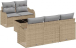 Rantry 6-teiliges Garten-Sofa-Set mit Kissen Beige Poly Rattan Gartenlounge Model3354249