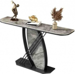 Generisch Konsolentisch mit goldenem Metallgestell und Marmorplatte - Stilvolles M&ouml;belst&uuml;ck f&uuml;r Eingangsbereich, Flur und Wohnzimmer, ideal hinter dem Sofa f&uuml;r Moderne Wohnr&auml;ume