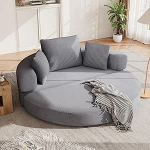 Multifunktsionaalne vabalt seisev kokkupandav diivanvoodi (kondita diivan) - ovaalne voodi koos padjaga, modulaarne diivan, Corduroy kangakattega (173 x 176 cm), sobib korterisse, elutuppa, magamistuppa (Hall)