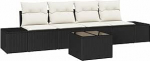 Model3346927 5-osaline aia diivan komplekt koos pehmendusega must pol&uuml; rotangist aed Lounge