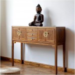 RYUQW3RE Sissep&auml;&auml;sulaud, puidust konsoollaud sahtlitega sissep&auml;&auml;sualale, elutoa konsoollaud (naturaalne)